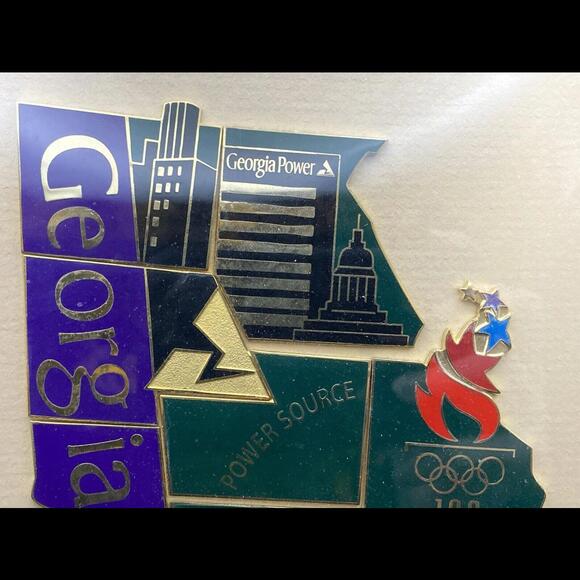 1996 Atlanta Summer Olympics ~ Georgia Power Jumbo Puzzle Pin Set Framed &Matted - Picture 4 of 9